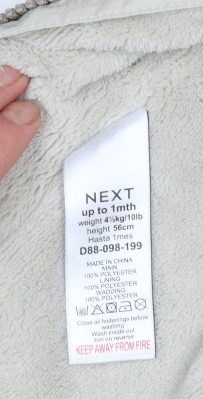 Next Unisex Baby Beige Hooded Puffer Snowsuit Newborn Winter Quilted
