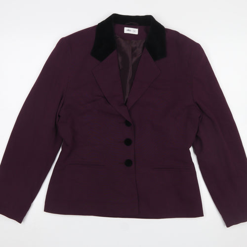 BHS Women’s Purple Velvet Collar Blazer Size 14 Classic Fit Jacket