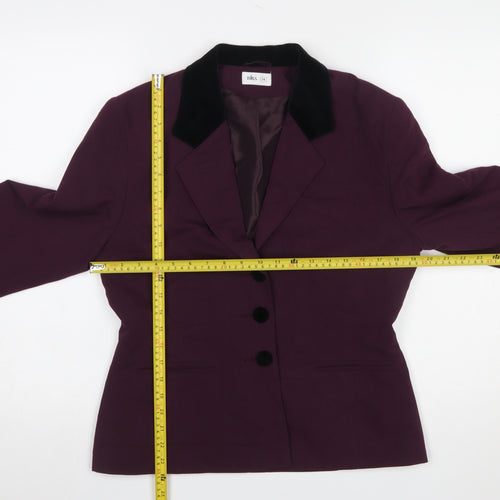 BHS Women’s Purple Velvet Collar Blazer Size 14 Classic Fit Jacket