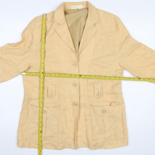 Mios Cassidy Women's Beige Linen Blazer Jacket Size 14 Classic Tailored Style