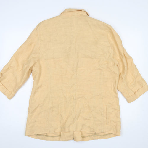 Mios Cassidy Women's Beige Linen Blazer Jacket Size 14 Classic Tailored Style