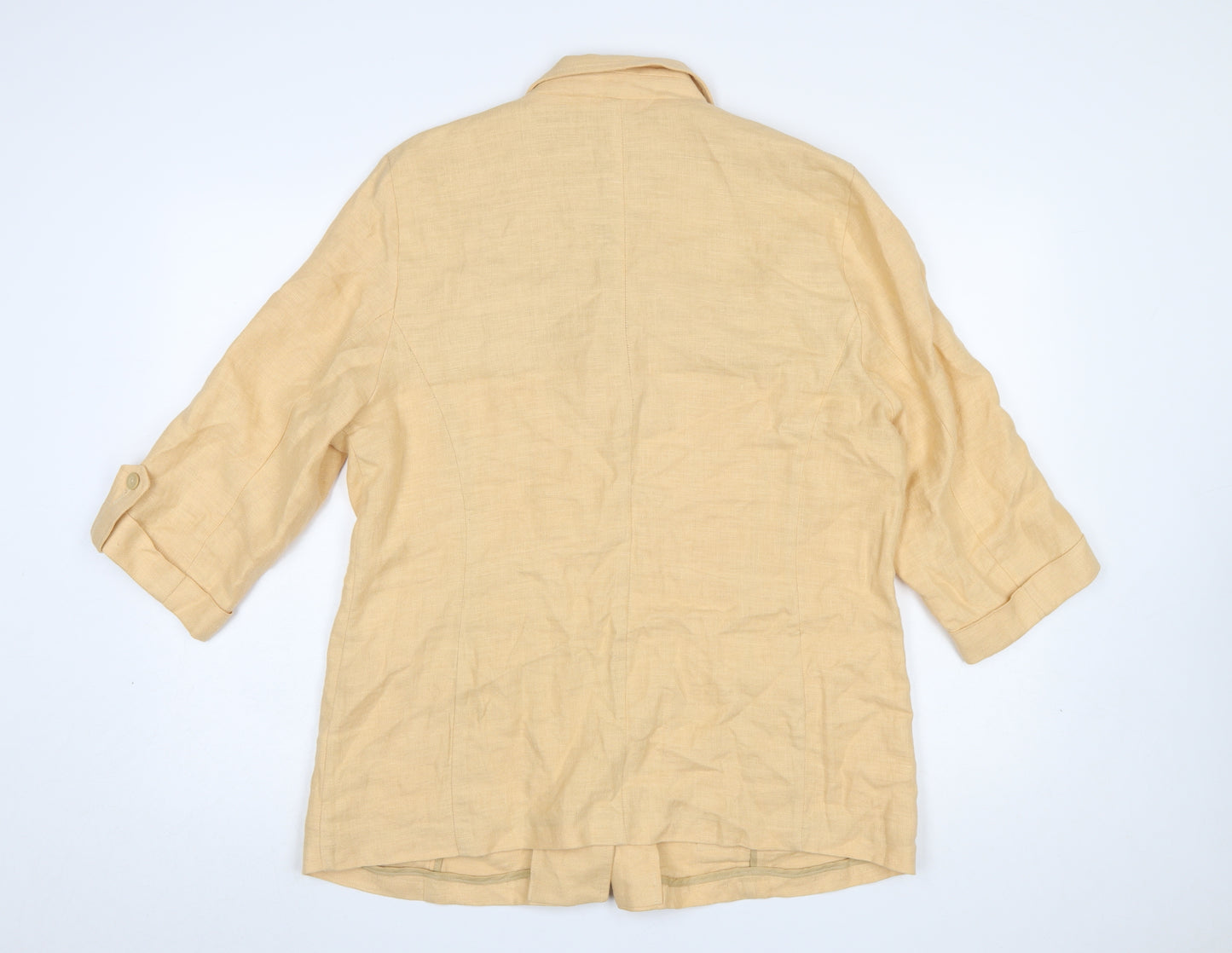 Mios Cassidy Women's Beige Linen Blazer Jacket Size 14 Classic Tailored Style