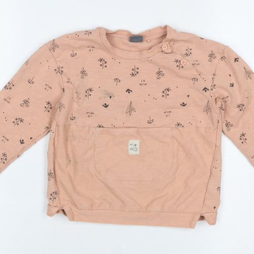 Next Girls Beige Floral Print Cotton Pullover Sweatshirt 5-6 Years