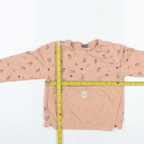 Next Girls Beige Floral Print Cotton Pullover Sweatshirt 5-6 Years