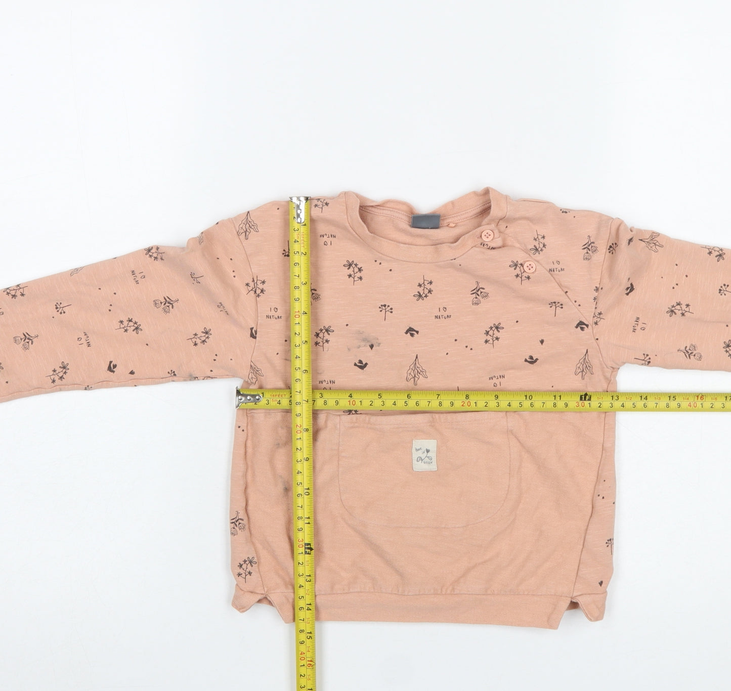 Next Girls Beige Floral Print Cotton Pullover Sweatshirt 5-6 Years