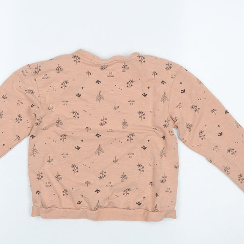 Next Girls Beige Floral Print Cotton Pullover Sweatshirt 5-6 Years