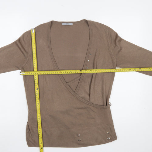 Marks and Spencer Women Brown Wrap Jumper Size 16 V-Neck Knit
