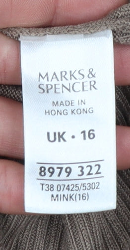 Marks and Spencer Women Brown Wrap Jumper Size 16 V-Neck Knit