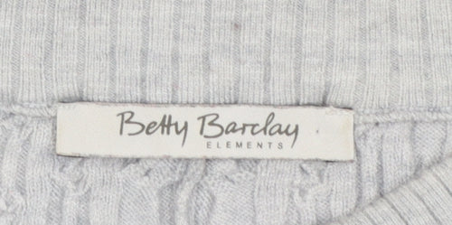 Betty Barclay Women’s Grey Cable-Knit Short Sleeve Mock Neck Jumper Size 10