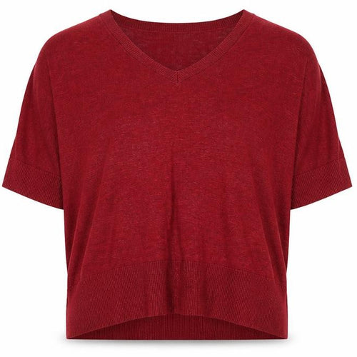 Phase Eight Women's Red V-Neck Short Sleeve Relaxed Fit Jumper Size S