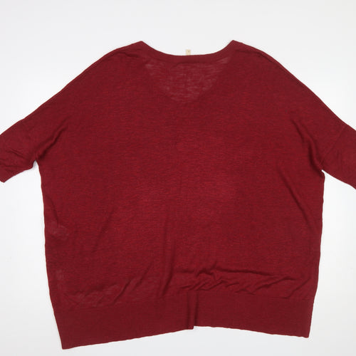 Phase Eight Women's Red V-Neck Short Sleeve Relaxed Fit Jumper Size S