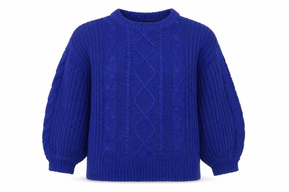 Brave Soul Women Blue Cable Knit Crew Neck Jumper Size 14