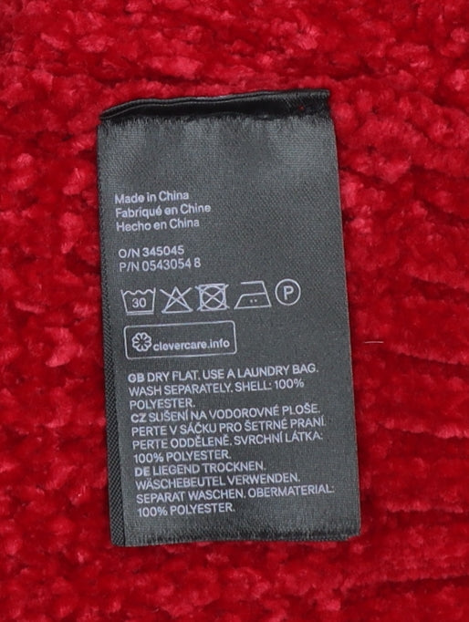 H&M Women’s Red Chunky-Knit Mock Neck Pullover Jumper Size 14