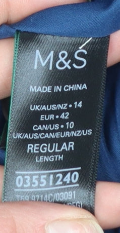 Marks and Spencer Women’s Blue Size 14 Classic Mid-Length Coat