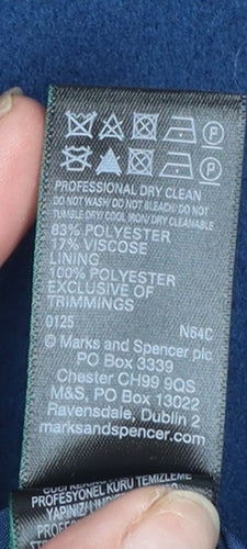 Marks and Spencer Women’s Blue Size 14 Classic Mid-Length Coat