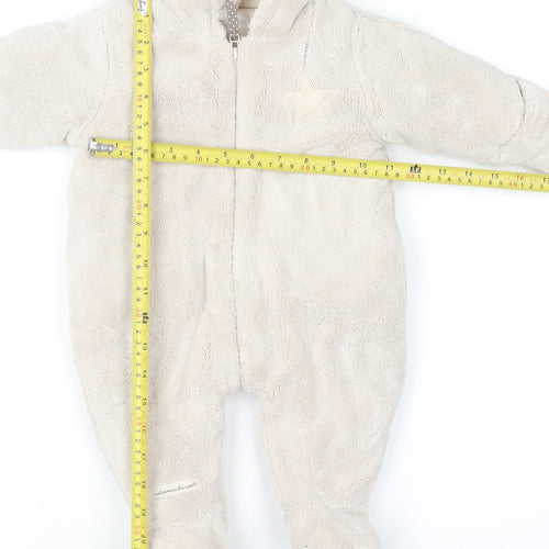 Mamas & Papas Beige Hooded Star Snowsuit 3-6 Months Unisex Fleece Lined