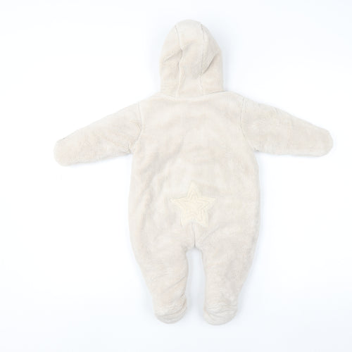 Mamas & Papas Beige Hooded Star Snowsuit 3-6 Months Unisex Fleece Lined
