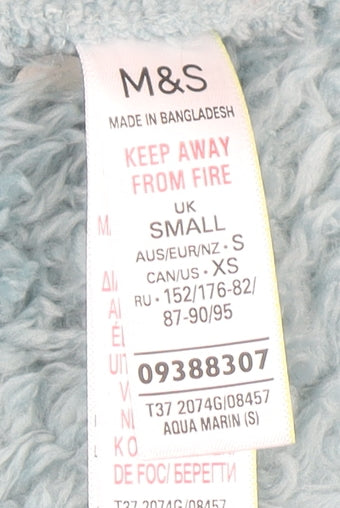 Marks and Spencer Women's Blue Fleece Hooded Robe Small