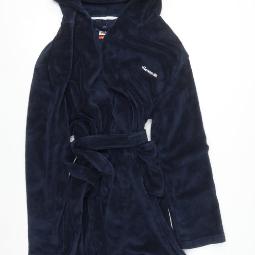 Ellesse Men's Blue Fleece Hooded Robe L Lightweight Polyester