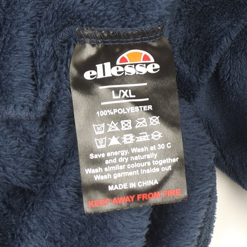 Ellesse Men's Blue Fleece Hooded Robe L Lightweight Polyester