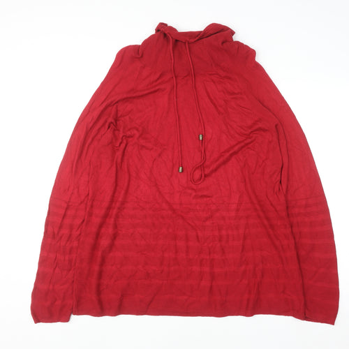 Isle Collection Women’s Red High Neck Long Sleeve Pullover Jumper Size L