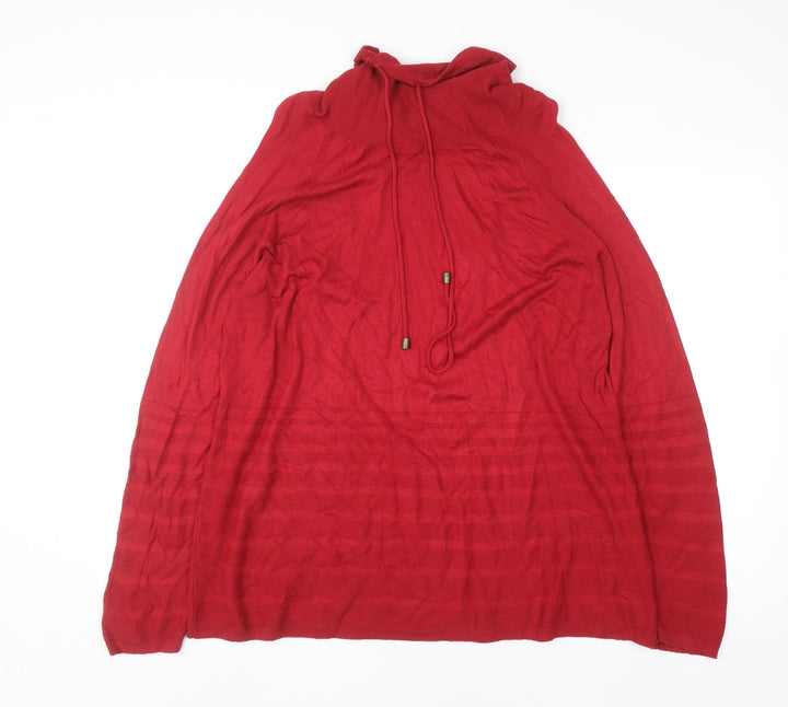 Isle Collection Women’s Red High Neck Long Sleeve Pullover Jumper Size L