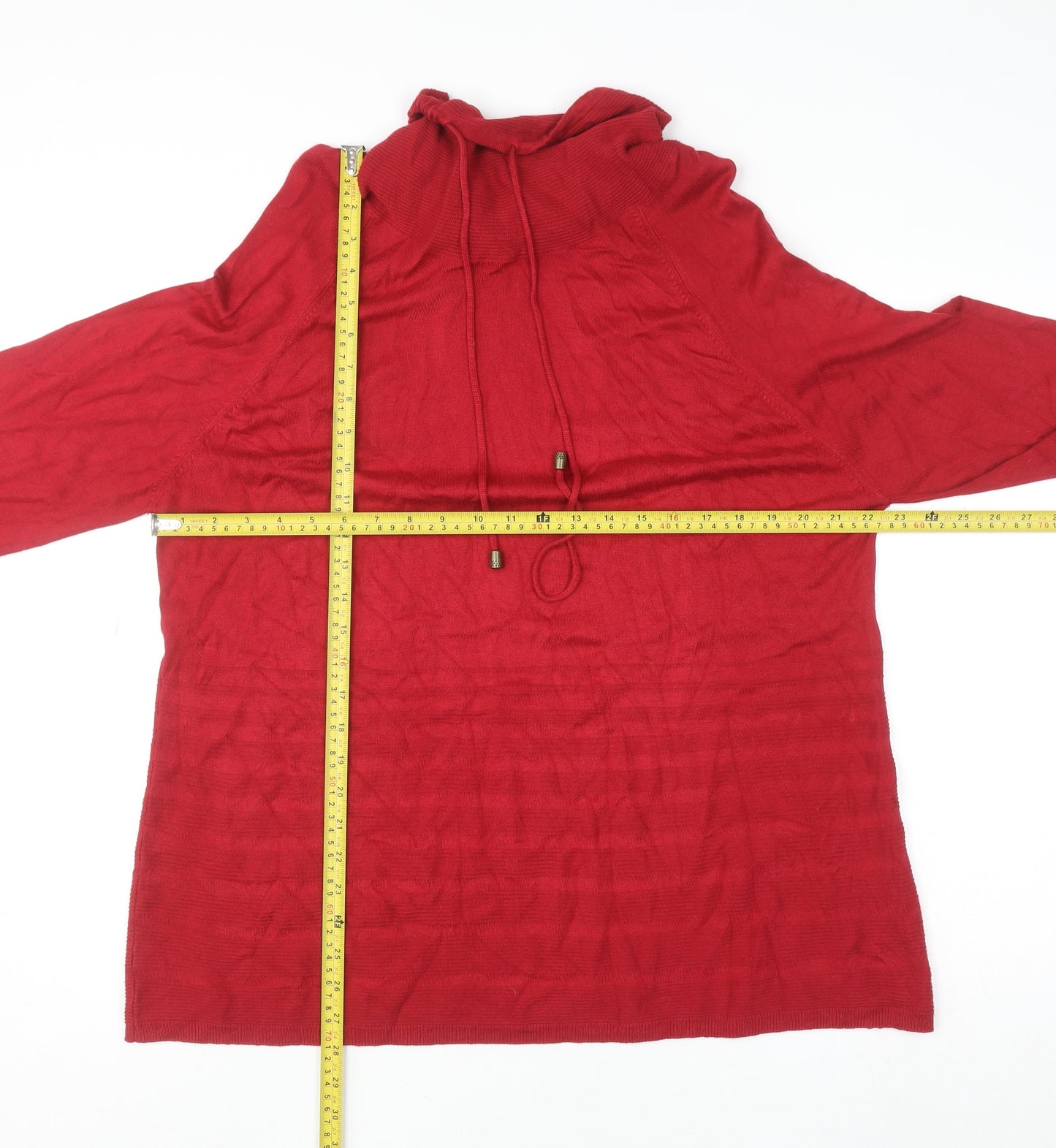 Isle Collection Women’s Red High Neck Long Sleeve Pullover Jumper Size L