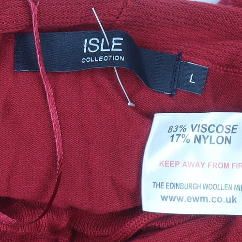 Isle Collection Women’s Red High Neck Long Sleeve Pullover Jumper Size L