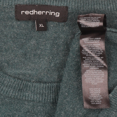 Red Herring Men’s Green XL Crew Neck Acrylic Jumper