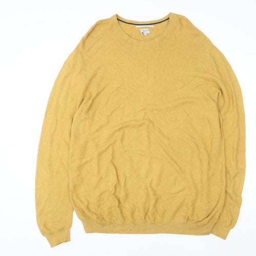 Racing Green Men’s Yellow Cotton Crew Neck Pullover Jumper XL