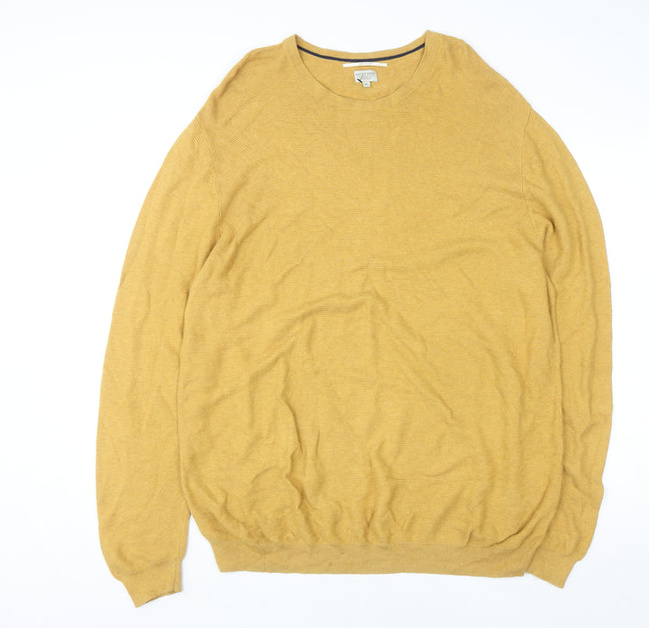 Racing Green Men’s Yellow Cotton Crew Neck Pullover Jumper XL