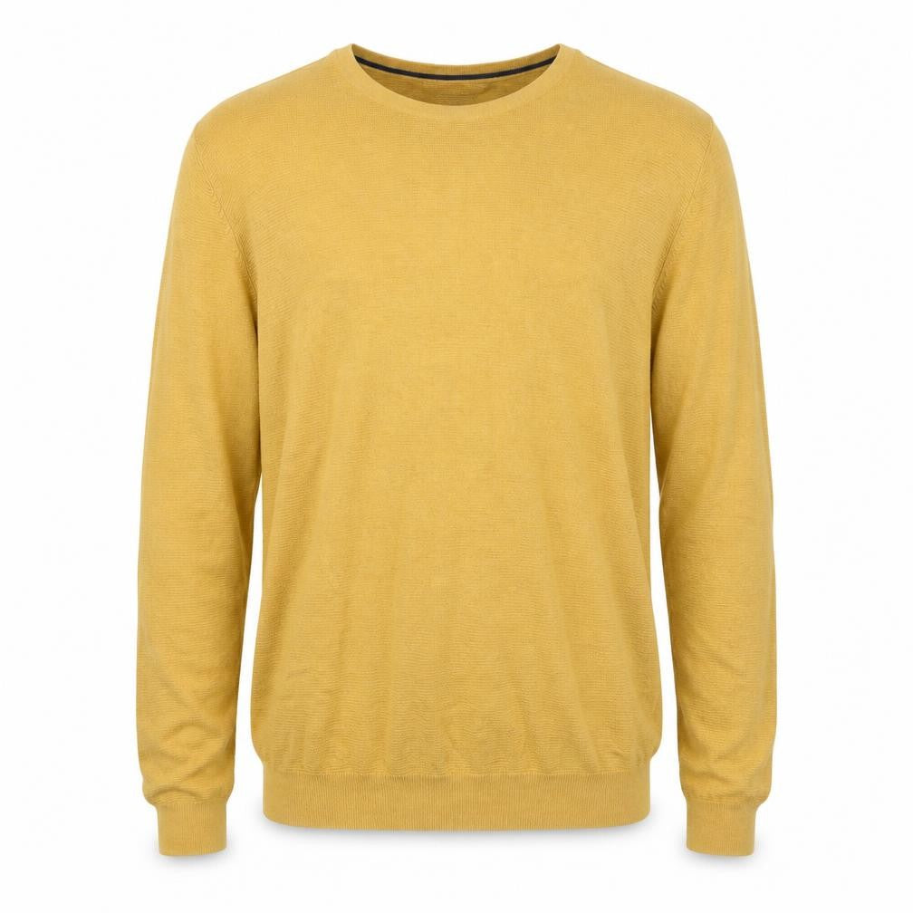 Front view of Racing Green Men’s Yellow Cotton Crew Neck jumper XL