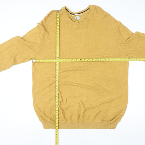 Racing Green Men’s Yellow Cotton Crew Neck Pullover Jumper XL