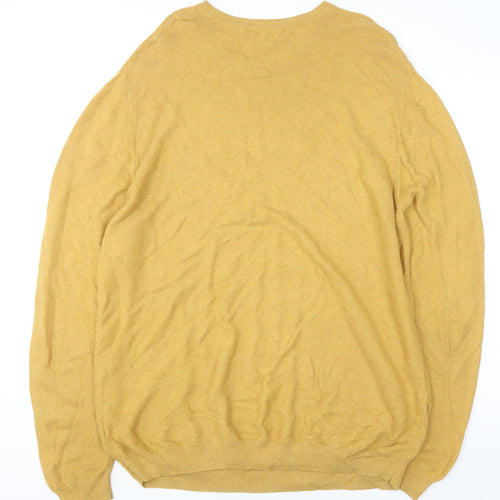 Racing Green Men’s Yellow Cotton Crew Neck Pullover Jumper XL