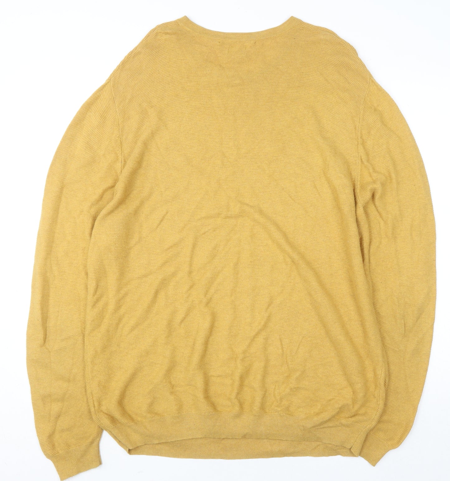 Racing Green Men’s Yellow Cotton Crew Neck Pullover Jumper XL