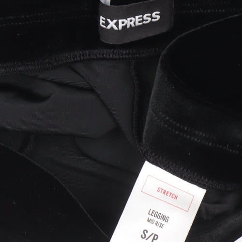Express Women’s Black Velvet Mid Rise Stretch Ankle Leggings Size S