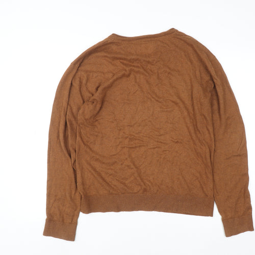 Old Khaki Men's Brown Cotton V-Neck Pullover Jumper Size M