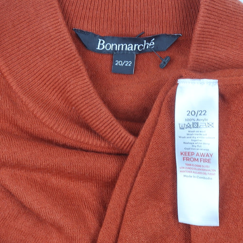 Bonmarché Women’s Orange Mock Neck Long Sleeve Pullover Jumper Size 20/22