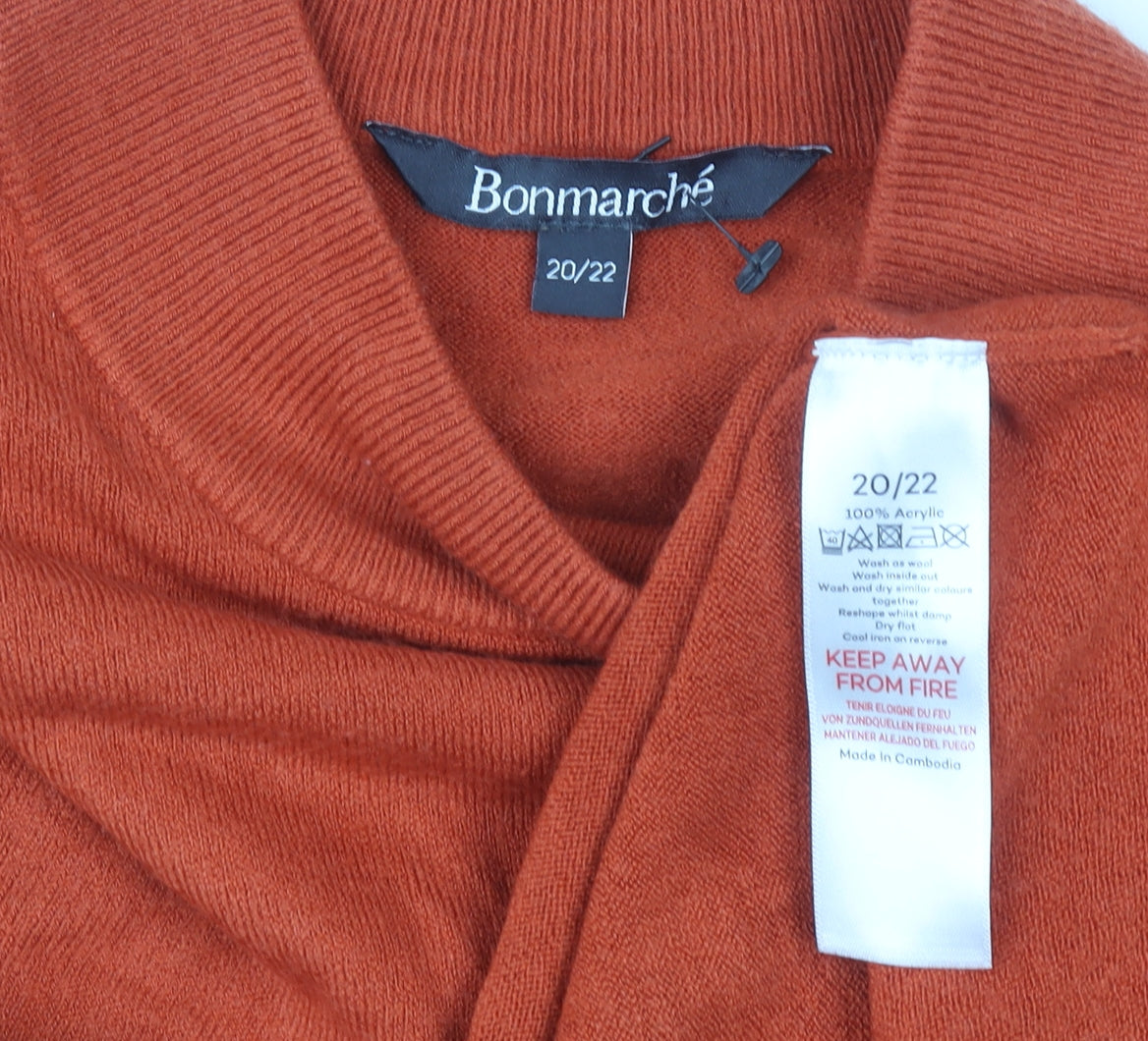 Bonmarché Women’s Orange Mock Neck Long Sleeve Pullover Jumper Size 20/22