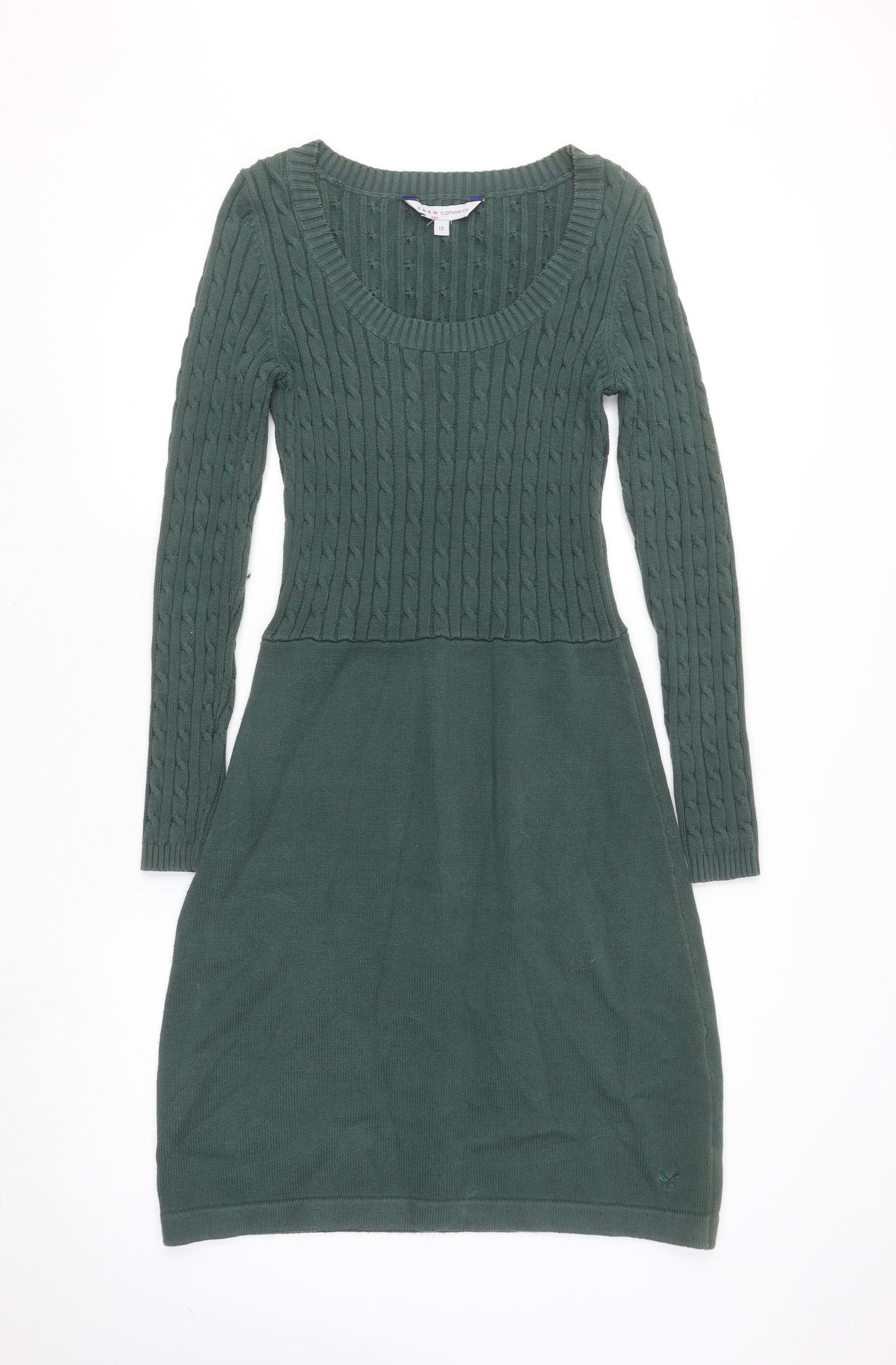 Crew Clothing Co. Women’s Green Jumper Dress Size 10 Knit Long Sleeve