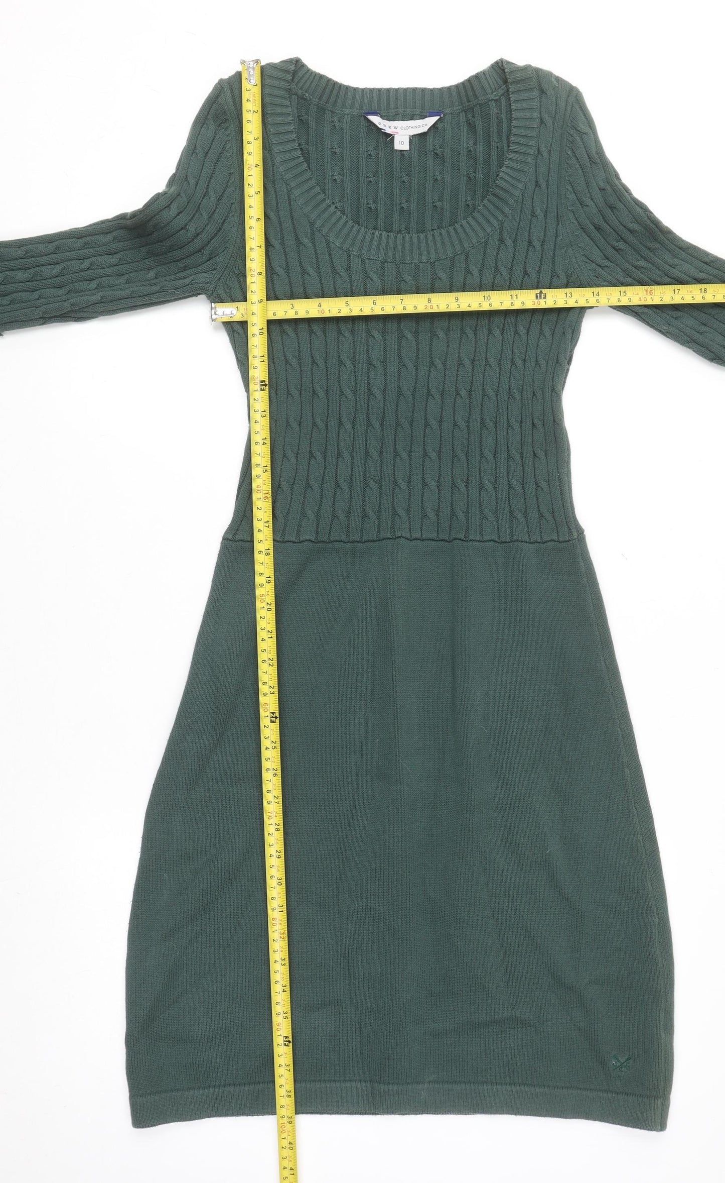 Crew Clothing Co. Women’s Green Jumper Dress Size 10 Knit Long Sleeve
