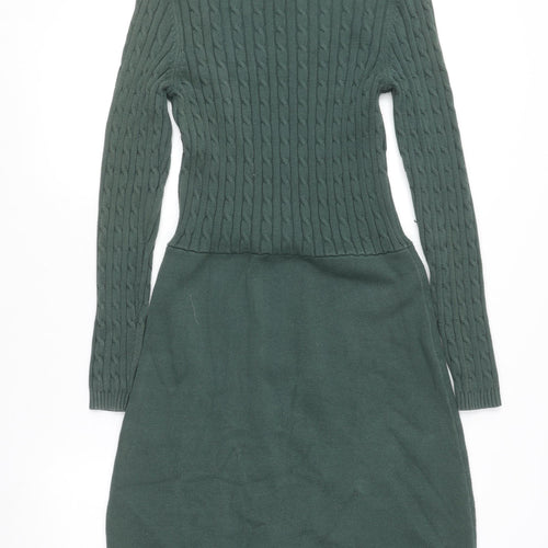 Crew Clothing Co. Women’s Green Jumper Dress Size 10 Knit Long Sleeve