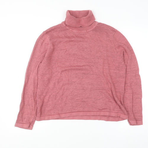 Viyella Womens Pink Roll Neck Long Sleeve Knit Jumper XL