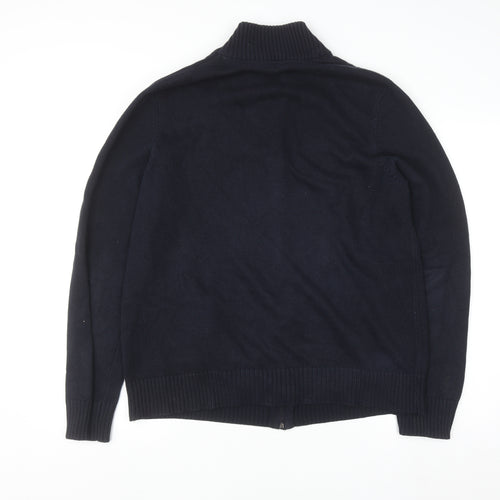 Crew Clothing Co. Men’s Blue Cotton Full Zip Jumper L High Neck Knit