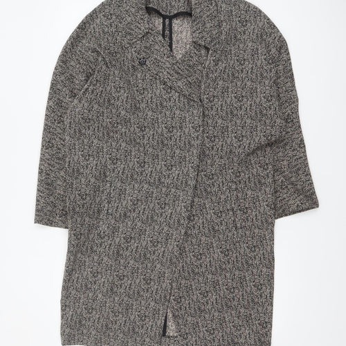 Topshop Womens Black & White Herringbone Long Coat UK 8 Viscose Blend