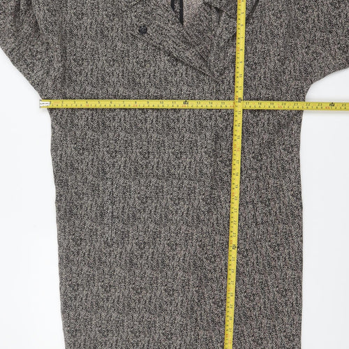 Topshop Womens Black & White Herringbone Long Coat UK 8 Viscose Blend