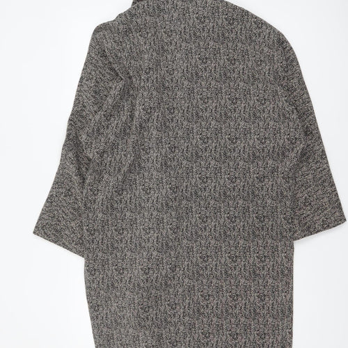 Topshop Womens Black & White Herringbone Long Coat UK 8 Viscose Blend