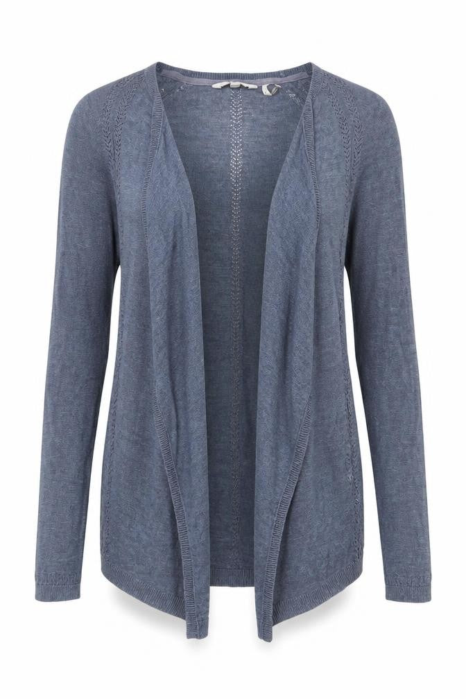 Front view of FatFace Women's Blue Cotton Long Sleeve Open Cardigan, size 8