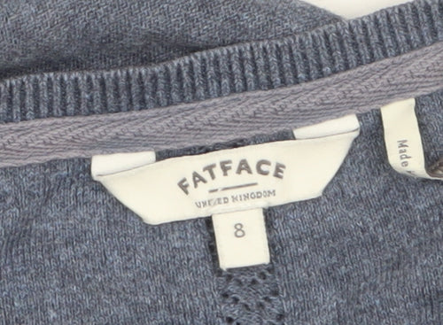 FatFace Women's Blue Cotton Long Sleeve Open Cardigan Size 8
