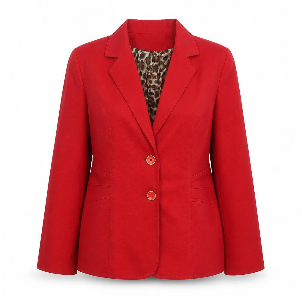 Front view of Joanna Hope Women's Red, size 12, Tailored Lined Blazer Jacket